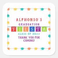 2024 Colorful Mexican Fiesta Graduation Party Square Sticker