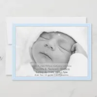 Pretty hearts Blue Mod New Baby photo Announcement