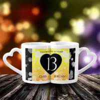 Elegant 13th Citrine Wedding Anniversary Coffee Mug Set