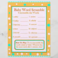 Double Sided Baby Shower Games Flyer