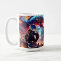 Anime Boy and Dragon in a Dystopian World Coffee Mug