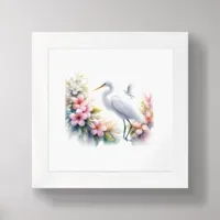 Tropical Egret Bird Coastal Mini Art  Framed Art