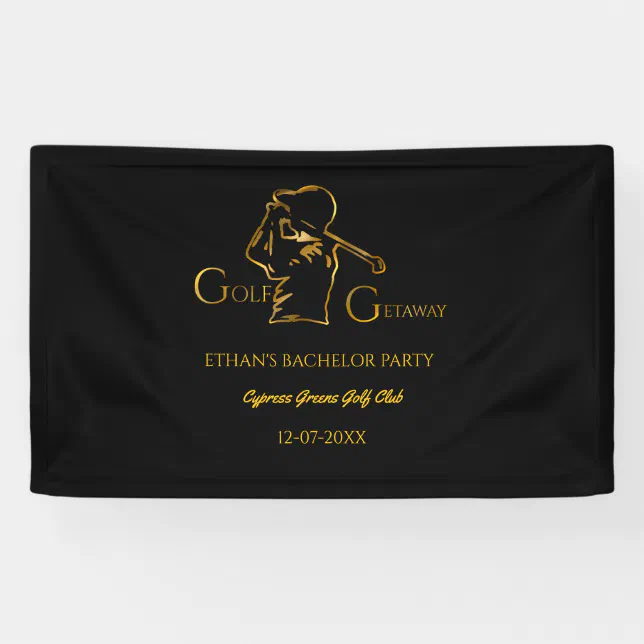 Golfer Bachelor Party Golf getaway Luxury Gold Banner