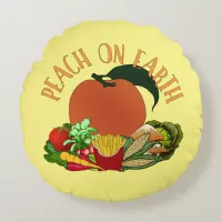 Peach on Earth Funny Christmas Pun Round Pillow