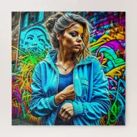 Pretty Graffiti Urban Street Art Girl Jigsaw Puzzle