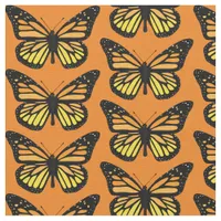 Vintage Yellow and Orange Butterfly Patterned Fabric