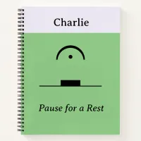 Personalized Pause Rest Musician Music Humor Green Notebook