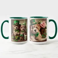 St Patrick's Day Cute Irish Teddy Bear Puppies Mug