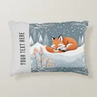 Fox Asleep in Winter Snow Cute Cozy Holiday Accent Pillow