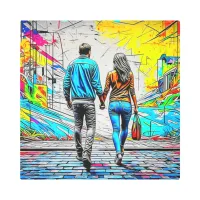 Couple Holding Hands Urban Graffiti Art