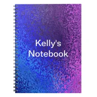 Shiny Shades of Blue & Purple Add Name Notebook