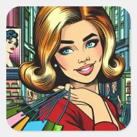 Retro Lady with Shopping Bag