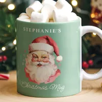 Green Vintage Retro Santa Claus Christmas Coffee Mug