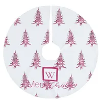 Red Pagoda Christmas Tree Monogrammed Pattern  Brushed Polyester Tree Skirt