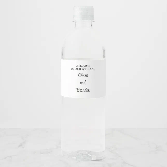 Simple Minimalist Wedding Water Bottle Label