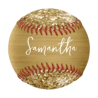 Glittery Gold Glam Name Baseball