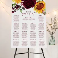 Fall Wedding Seating Chart Sunflowers Roses Foam Board