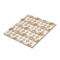 Bold Caribbean Tribal Mudcloth: Gold, White Ceramic Tile