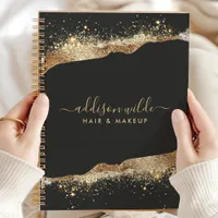 Stunning Black And Gold Glitter Script Business Planner