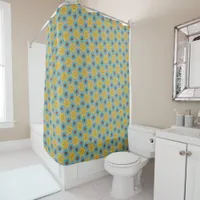 Yellow Star Abstract Shower Curtain