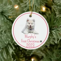 Personalized Photo Dogs First Christmas  Ceramic Ornament