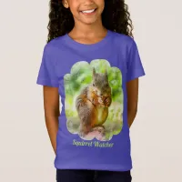 Squirrel Watcher Animal Painting Artwork Girls T-Shirt