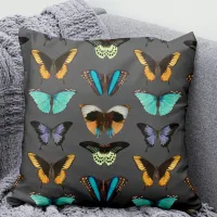 Brightly Colored Vintage Butterfly Throw Pillow