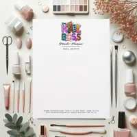 Colorful African American Nail Boss Branding Letterhead