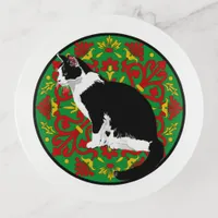 Tuxedo Cat Ornate Trinket Tray