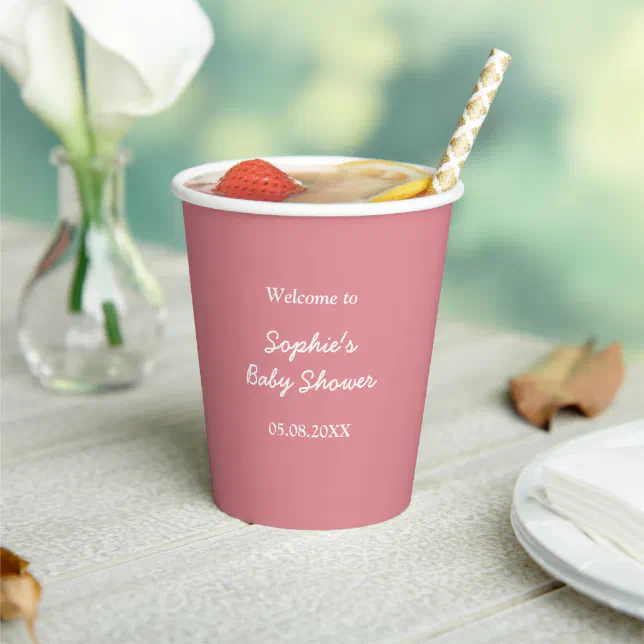 Blush Pink Baby Shower Paper Cups