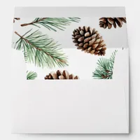 Rustic Winter Foliage Pine cone Wedding  Envelope