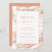 Chic Copper Rose Gold Marble Bridal Shower Invitat Invitation