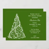 Green Christmas Tree Winter Bridal Shower Invitation