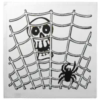 Spider in Web with Skull Halloween Napkin