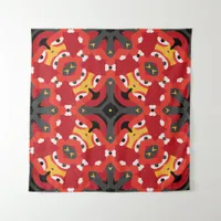 Red Ethnic Boho Oriental Arabesque Mosaic Pattern Tapestry