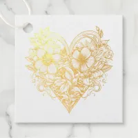 Floral Heart Romantic  Foil Favor Tags