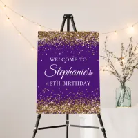 Gold Glitter Royal Purple 18th Birthday Welcome Foam Board