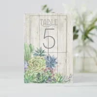 Succulents and Rustic Wood Table Numbers V2 ID515