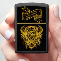 Intricate Bison Design With Tribal Elements Zippo Lighter