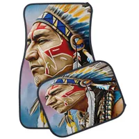 Proud Native Warrior in Feathers Car Floor Mat