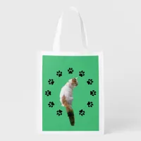 Polyester Bag - Calico Cat within Pawprint Circle