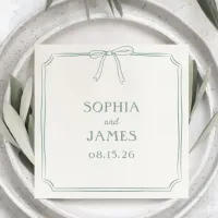 Sage Green Whimsical Simple Classic Bow Wedding Napkins