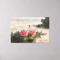 *~* TV2 Pink Beach Roses Stretched Canvas Print