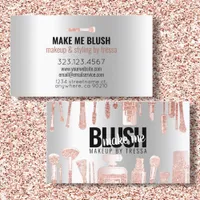 Makeup Artist Rose Glitter + Metallic Platinum Ice Business Card