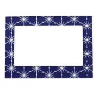 Elegant Pattern Midnight Blue Christmas Snowflake Magnetic Frame