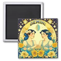 Vintage Horoscope Sign Gemini Twins Celestial Magnet