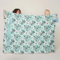 Teal Christmas Holly Berries Pattern#17 ID1009 Fleece Blanket