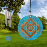 Southwest Mountain Peak Turquoise Geometric Design Wind Chime