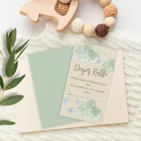 Diaper Raffle Baby Shower Stars Clouds Neutral Boy Enclosure Card