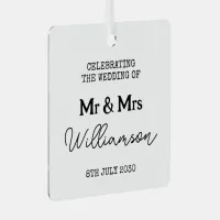 Mr And Mrs Black And White Name Metal Ornament